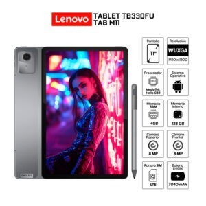 Tableta Lenovo Tab M11 - 11 Pulgadas Full HD, 128 GB, 4 GB RAM, Procesador MediaTek Helio G88, Incluye Lápiz Lenovo Tab Pen