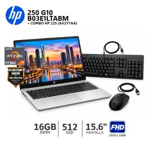 Laptop HP 255 G10 AMD Ryzen 7 7730U, 16Gb Ram, 512Gb SSD, 15.6"FHD - B03E1LT