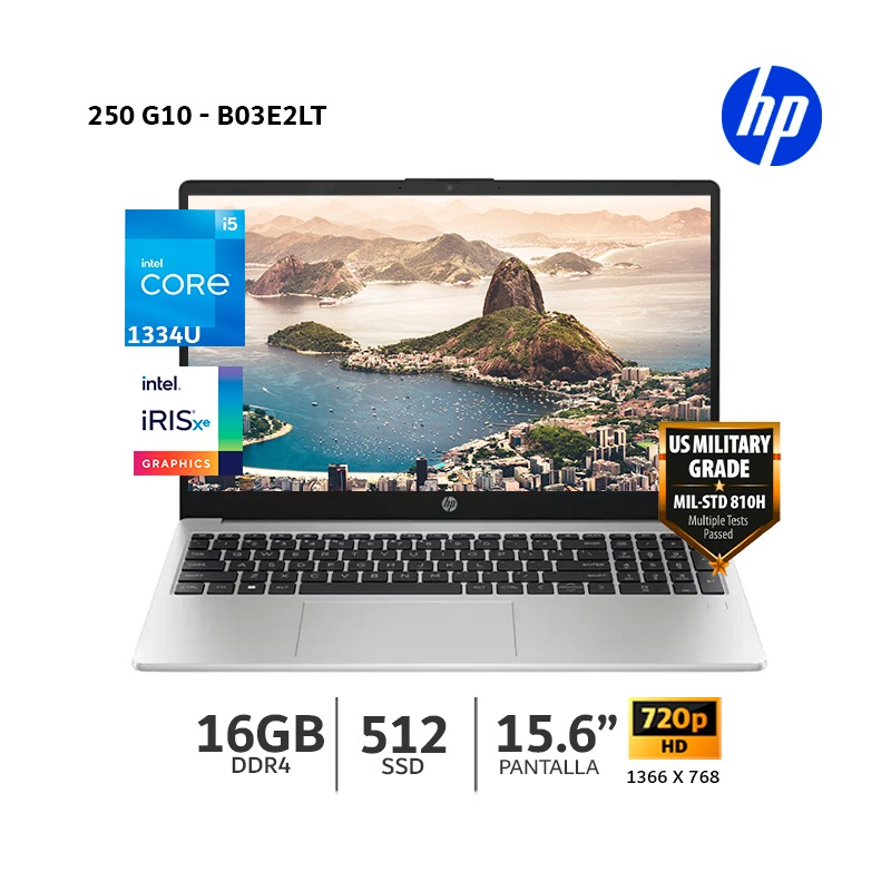 LAPTOP HP 250 G10 I5-1334U 16GB RAM 512GB SSD 15.6 HD - B03E2LT-ABM