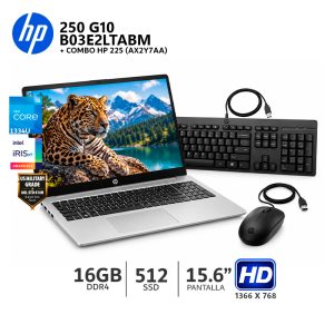 LAPTOP HP 250 G10 i5 1334U RAM 16GB SSD 512GB PANTALLA 15.6 HD - B03E2LT-ABM