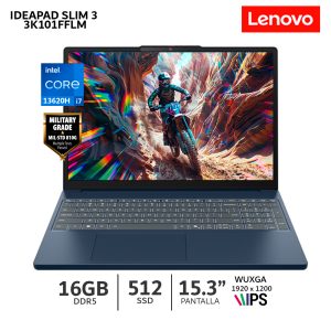 Laptop Lenovo IdeaPad Slim 3 15IRH10 C i7-13620H, 16Gb Ram, 512Gb SSD, 15.3" WUXGA IPS - 83K101FFLM
