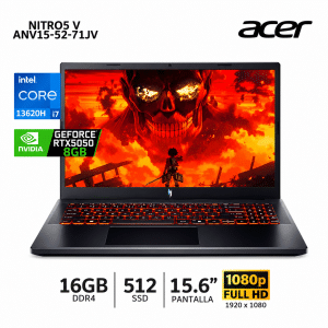 Laptop Acer Nitro5 V ANV15-52-71JV Ci7-13620h 16Gb Ram,512Gb SSD,15.6" FHD RTX 5050 8Gb-NHQZ7AL001