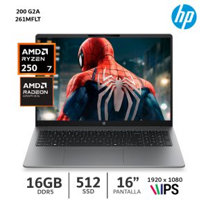 Laptop Hp 200 G2A Ryzen 7-250 Ram 16 Gb DDR5-5600 Ssd 512 Gb / 16" WUXGA - D61MFLT.
