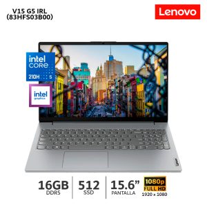 Laptop Lenovo V15 G5 IRL Intel Core 5-210H 16Gb Ram 512Gb SSD 15.6 LCD LED FHD - 83HFS03B00.