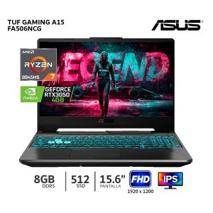 LAPTOP ASUS TUF Gaming A15 AMD Ryzen 7 8845HS, 8GB RAM, 512SSD, RTX3050 15.6 FHD Windows 11 Home - FA506NCG-HN360W