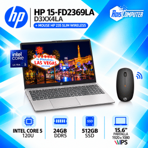 Laptop HP 15-fd2369la Intel Core Ultra 5 225U 24Gb Ram 512Gb SSD 15.6 FHD - D3XX4LAABM