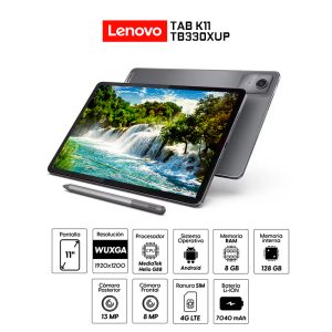 Tablet Lenovo Tab K11 TB330XUP 8GB 128GB LTE 4G 11” WUXGA 90Hz + Teclado + Lápiz + Case – ZADK0113PE